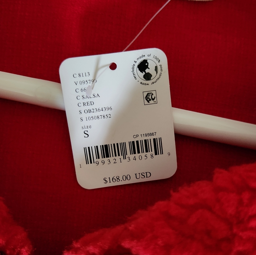 Free People Women's Red Alpine Sherpa  Fleece Jacket Sz. Small - Picture 8 of 8